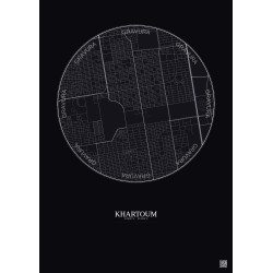 Affiche Khartoum – Poster carte de ville 2.5km | Gravura – Fond foncé