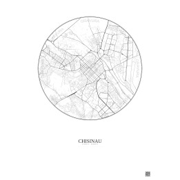 Affiche Chisinau – Poster carte de ville 6km | Gravura – Fond clair