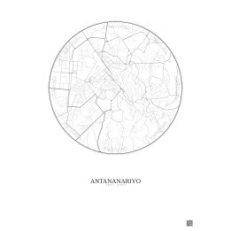 Affiche Antananarivo – Poster carte de ville 2.5km | Gravura – Fond clair