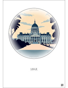 Lille Vintage Travel Poster – Palais Des Beaux Arts De Lille | Gravura – Light background 2