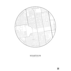 Affiche Khartoum – Poster carte de ville 2.5km | Gravura – Fond clair