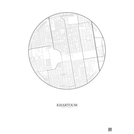 Affiche Khartoum – Poster carte de ville 2.5km | Gravura – Fond clair