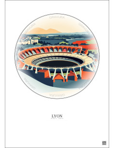 Lyon Vintage Travel Poster – Stade De Gerland | Gravura – Light background 2