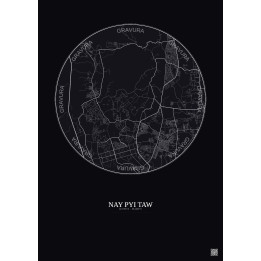 Nay Pyi Taw City Map Poster 10km | Gravura – Dark background