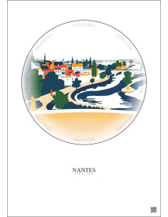 Affiche Nantes – Poster illustration vintage – Nantes | Gravura – Fond clair 2
