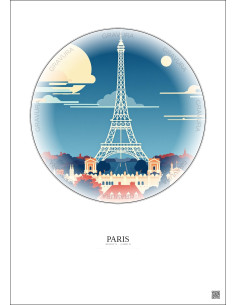 Affiche Paris – Poster illustration vintage – Eiffel Tower | Gravura – Fond clair 2