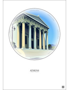 Affiche Athens – Poster illustration vintage – Numismatic Museum Of Athens | Gravura – Fond clair 2