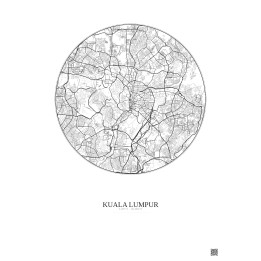 Affiche Kuala Lumpur – Poster carte de ville 10km | Gravura – Fond clair