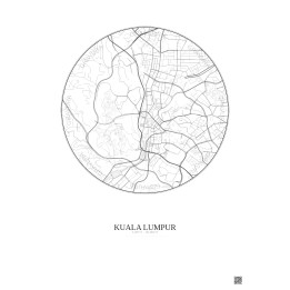 Affiche Kuala Lumpur – Poster carte de ville 2.5km | Gravura – Fond clair