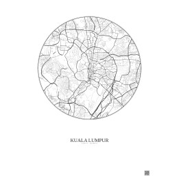 Affiche Kuala Lumpur – Poster carte de ville 6km | Gravura – Fond clair