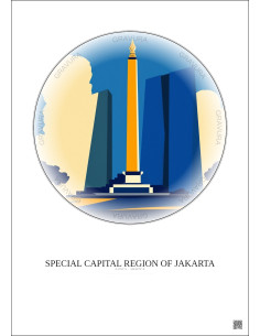 Affiche Special Capital Region Of Jakarta – Poster illustration vintage – Most Iconic Landmark Of Special Capital Region Of Jaka 2