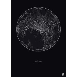 Affiche Oslo – Poster carte de ville 10km | Gravura – Fond foncé