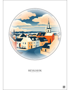 Reykjavik Vintage Travel Poster – Historic Old Town Of Reykjavik | Gravura – Light background 2