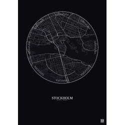 Affiche Stockholm – Poster carte de ville 2.5km | Gravura – Fond foncé