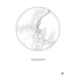 Affiche Wellington – Poster carte de ville 6km | Gravura – Fond clair