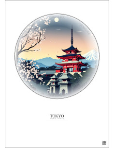 Tokyo Vintage Travel Poster – Senso Ji Temple | Gravura – Light background 2