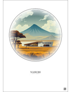 Nairobi Vintage Travel Poster – National Museums Of Kenya | Gravura – Light background 2
