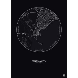 Affiche Panama City – Poster carte de ville 10km | Gravura – Fond foncé