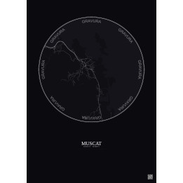 Affiche Muscat – Poster carte de ville 2.5km | Gravura – Fond foncé
