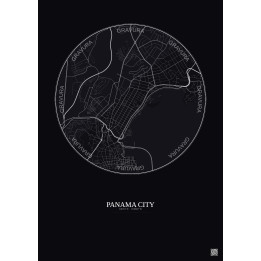 Affiche Panama City – Poster carte de ville 2.5km | Gravura – Fond foncé