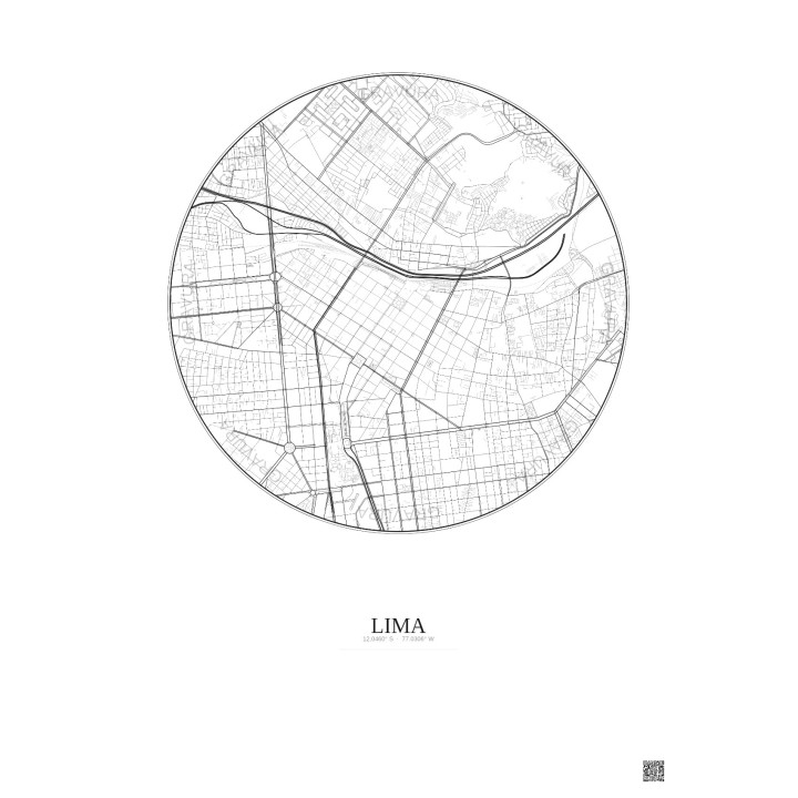Lima City Map Poster 2.5km | Gravura – Light background