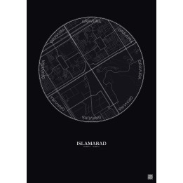 Affiche Islamabad – Poster carte de ville 2.5km | Gravura – Fond foncé