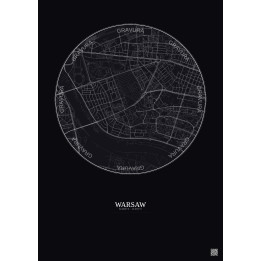 Affiche Warsaw – Poster carte de ville 2.5km | Gravura – Fond foncé