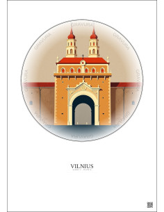 Vilnius Vintage Travel Poster – Gate Of Dawn | Gravura – Light background 2