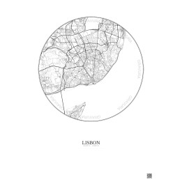 Lisbon City Map Poster 6km | Gravura – Light background