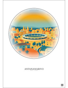Affiche Antananarivo – Poster illustration vintage – Mahamasina Municipal Stadium | Gravura – Fond clair 2
