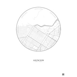 Affiche Asuncion – Poster carte de ville 2.5km | Gravura – Fond clair