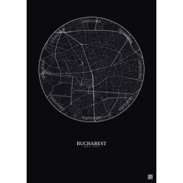 Affiche Bucharest – Poster carte de ville 2.5km | Gravura – Fond foncé