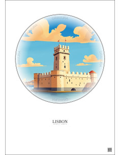 Lisbon Vintage Travel Poster – Torre De Belem | Gravura – Light background 2