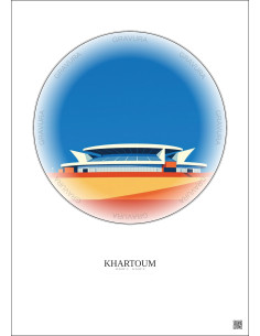 Khartoum Vintage Travel Poster – Khartoum Stadium | Gravura – Light background 2