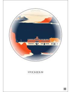 Stockholm Vintage Travel Poster – Nationalmuseum | Gravura – Light background 2
