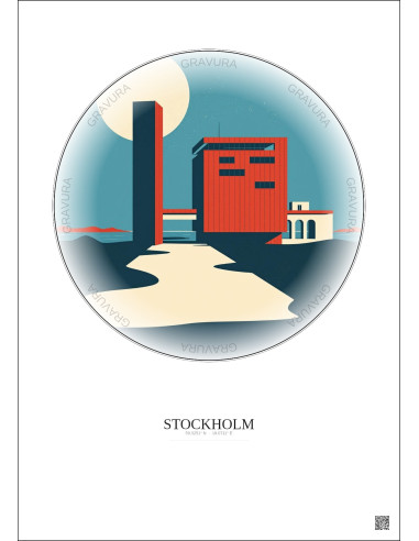 Stockholm Vintage Travel Poster – Swedish Film Institute | Gravura – Light background