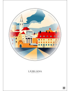 Ljubljana Vintage Travel Poster – National Gallery Of Slovenia | Gravura – Light background 2