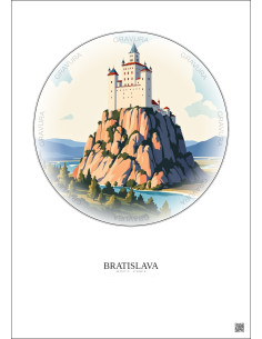 Affiche Bratislava – Poster illustration vintage – Bratislava Castle | Gravura – Fond clair 2