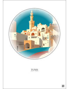 Tunis Vintage Travel Poster – Tunis | Gravura – Light background 2