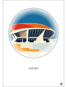 Ankara Vintage Travel Poster – Ankara Arena | Gravura – Light background 2