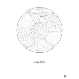Affiche Ljubljana – Poster carte de ville 2.5km | Gravura – Fond clair