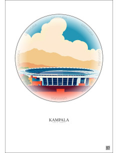 Affiche Kampala – Poster illustration vintage – Mandela National Stadium | Gravura – Fond clair 2