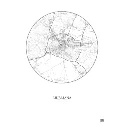 Affiche Ljubljana – Poster carte de ville 10km | Gravura – Fond clair