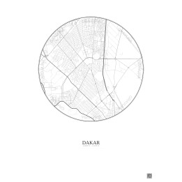 Dakar City Map Poster 2.5km | Gravura – Light background