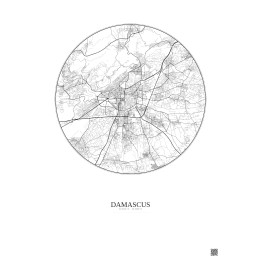 Damascus City Map Poster 10km | Gravura – Light background