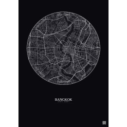 Bangkok City Map Poster 10km | Gravura – Dark background