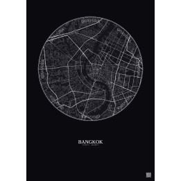 Bangkok City Map Poster 6km | Gravura – Dark background
