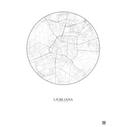 Affiche Ljubljana – Poster carte de ville 2.5km | Gravura – Fond clair