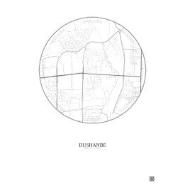 Dushanbe City Map Poster 2.5km | Gravura – Light background