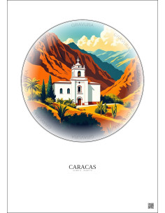 Caracas Vintage Travel Poster – Mariperez Church | Gravura – Light background 2
